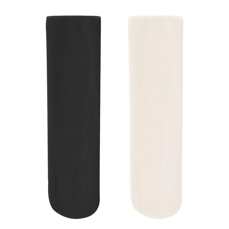 2 par damstrumpor för vintern, stickade, förtjockade, enfärgade, varma, andningsbara, mellanhöga, avslappnade golvstrumpor