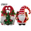 Indoor Christmas Party Supplies Gnome Figurine, Resin Swedish Tomte Statue with Xmas Tree/Gift Bag, Gnomes for Home Decor Collectible Holiday