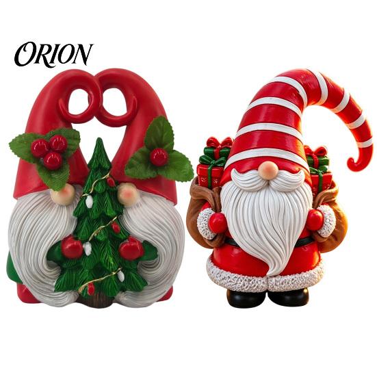 Indoor Christmas Party Supplies Gnome Figurine, Resin Swedish Tomte Statue with Xmas Tree/Gift Bag, Gnomes for Home Decor Collectible Holiday