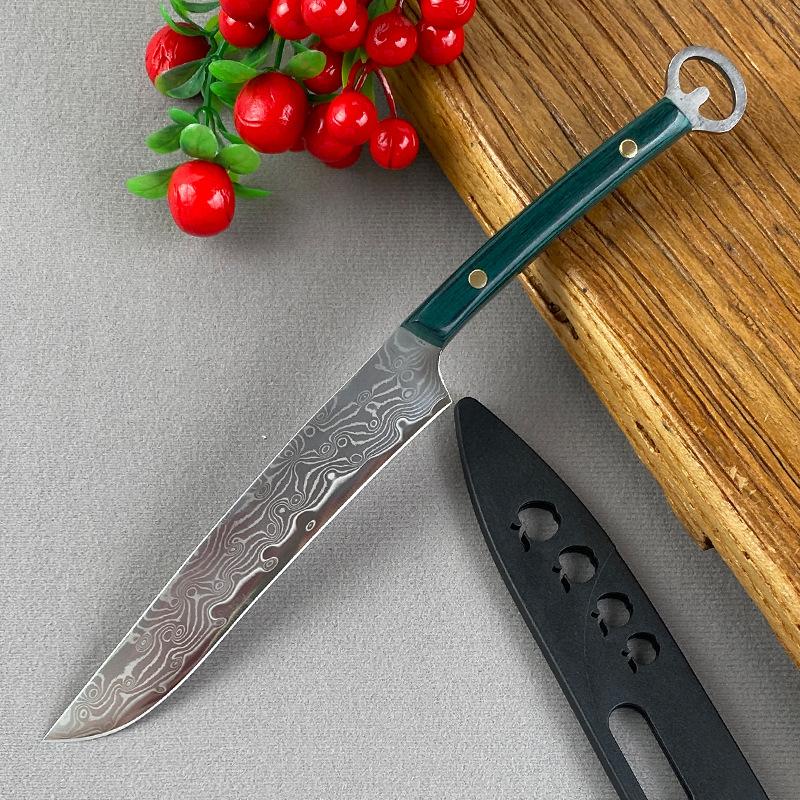 Damascus Knife Hand Forged Blade Wood Handle Kitchen Knives Cleaver Meat Fruit Fish Boning Knife Chef Cooking BBQ Butcher Knife