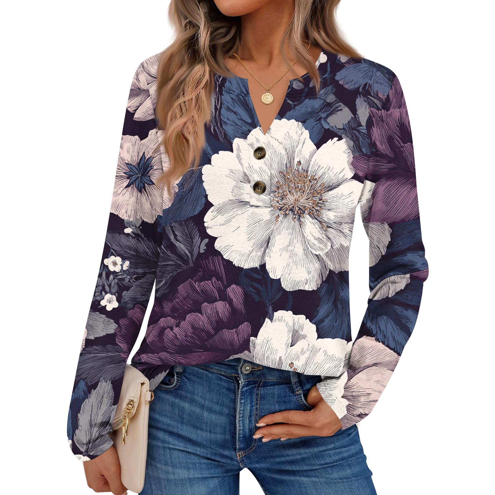 

Женская рубашка с цветочным принтом, с длинным рукавом, элегантные повседневные топы, модная рубашка XXL