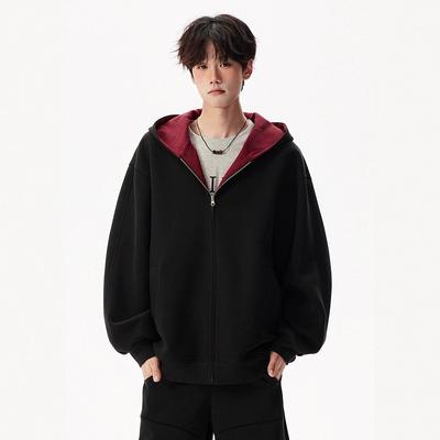 Cardigan Hooded Sweater Men's and Women's Autumn Loose and Versatile Contrasting Color Couple Coat