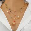 Bohemian Sun, Moon & Star Pendant Necklace with Multi-Layer Crushed Stone Design