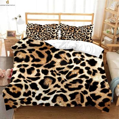 Leopardia zvieracia srsť Textúra 3D tlač Obliečka na paplón Posteľná súprava Obliečka na paplón Obliečka na vankúš 3 kusy 100% Polyester Možno prať v práčke