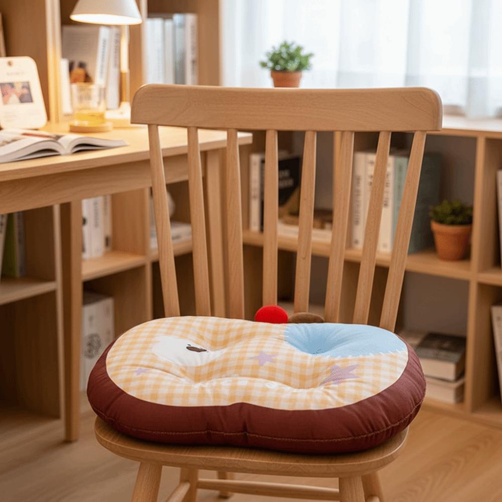 Cute Checkered Pattern Seat Cushion Cartoon Dopamine Puppy Waist Pad Soft Futon Cushion Home Use