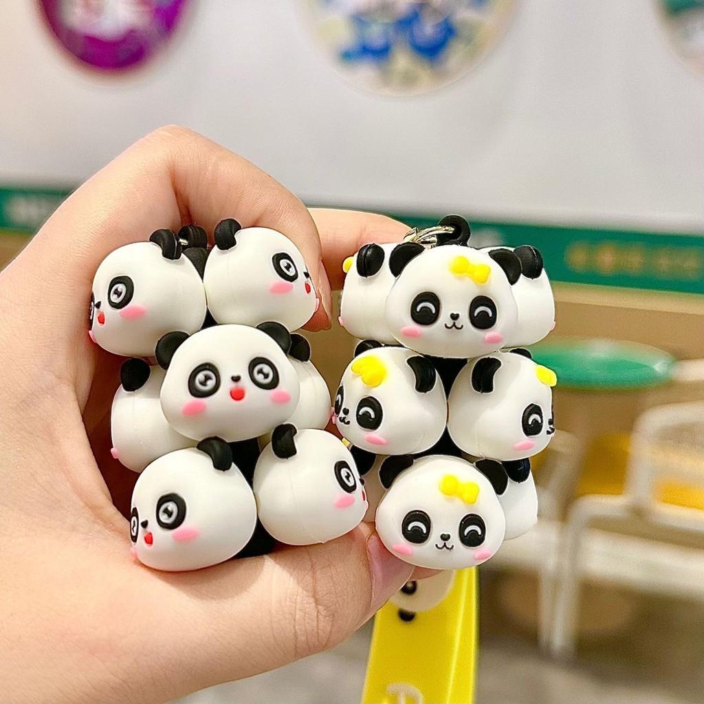 Adorable Silicone Panda Keychain Cute Stacking Animal Car Key Ring Cartoon Bag Charm