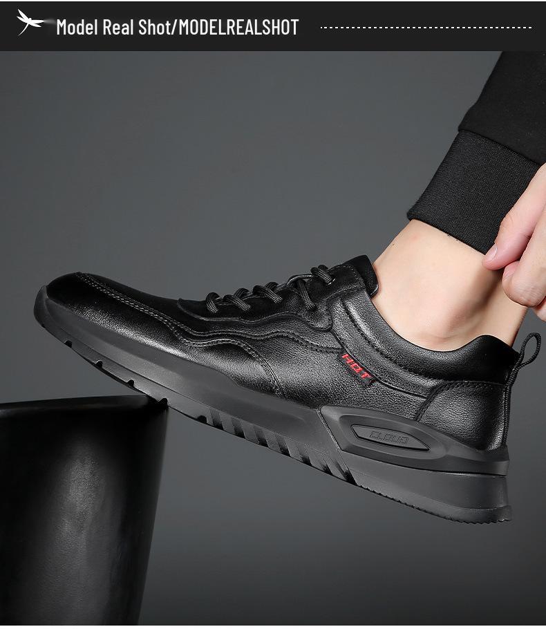 Red Dragonfly Men's Casual Waterproof Leather Sports Shoes for Autumn and Spring
