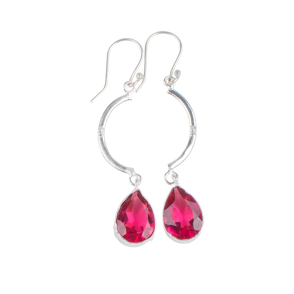 Pink Tourmaline Gemstone 925 Sterling Silver Jewelry Handcrafted Earrings 2.60" EE-43-18