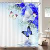 Plants Flower Shower Curtains Butterflies Bathroom Bathtub Decoration Waterproof Polyester Bath Curtain Home Decor with Hooks