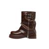 New thick-soled heightening Martin boots women's new autumn sweet and cool wind big-headed trouser boots medium tube short boots