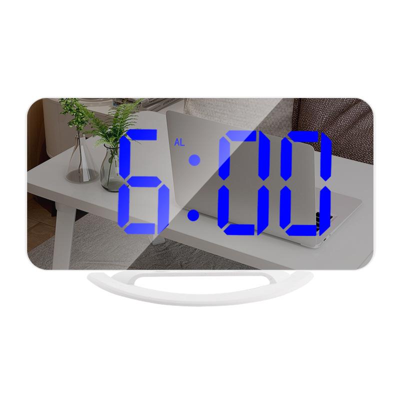 Creative Multi-function LED Mirror Clock Makeup Mirror Digital Alarm Clock Simple Desktop Automatic Photosensitive Electronic Clock