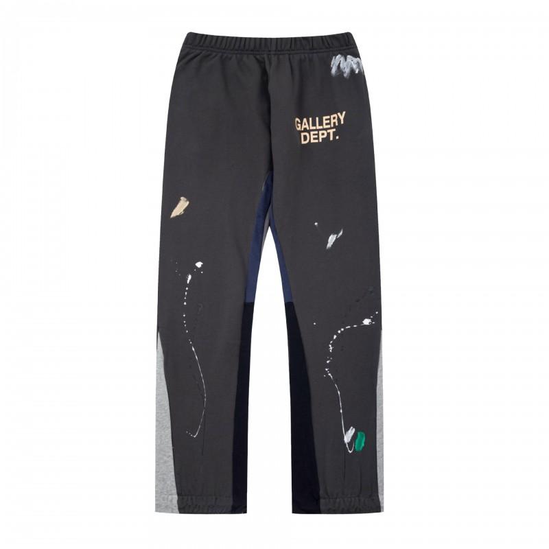 Mens High-Quality Cotton Drawstring Waist Streetwear Jogger Pants With Hand-Painted Splatter Graffiti Print