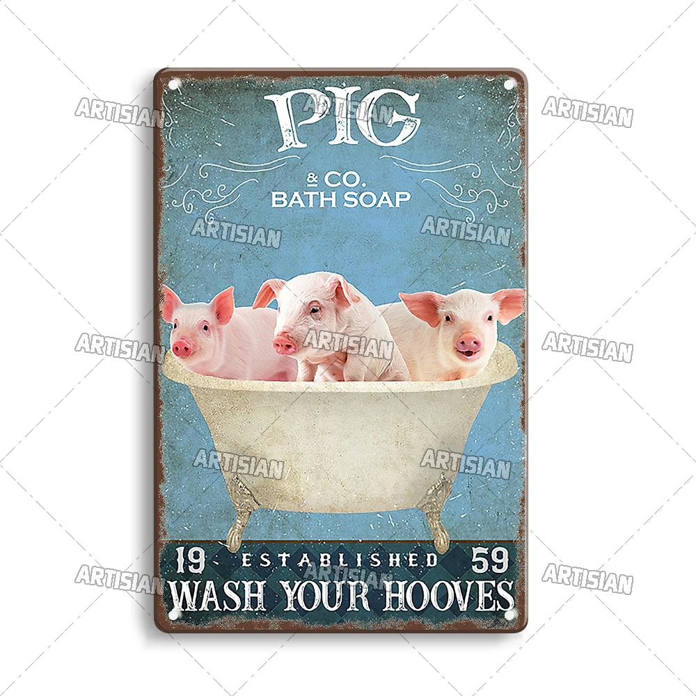 Artisian Bathroom Metal Sign Washing Room Tin Poster Toilet Decorative Plate Bath Soap Wall Decor Garage Bar Pub Club Hotel Cafe
