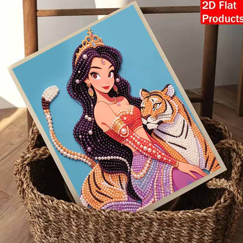 Disney Jasmine Tiger Diamond Art Painting Kit Home Wall Decor Handmade Gift Unique Mosaic Craft Beads Pattern DIY Art Supplies