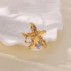 Stainless Steel Starfish Open Rings for Women Girls Fashion Imitation Pearl Ring Trendy Wedding Aesthetic Party Jewelry Gift