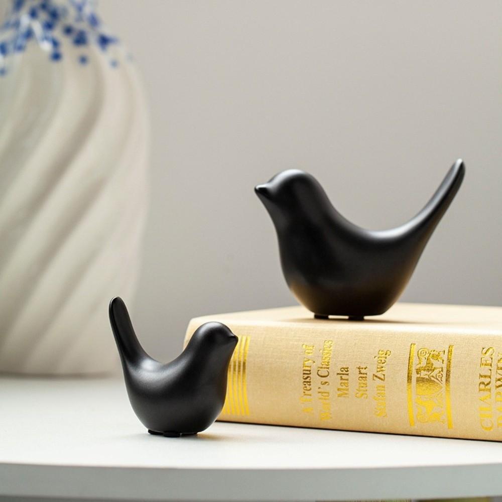 Black White Bird Sculpture Nordic Style Animal Statue Ornaments Bird Ceramic Figurines  Home Decor