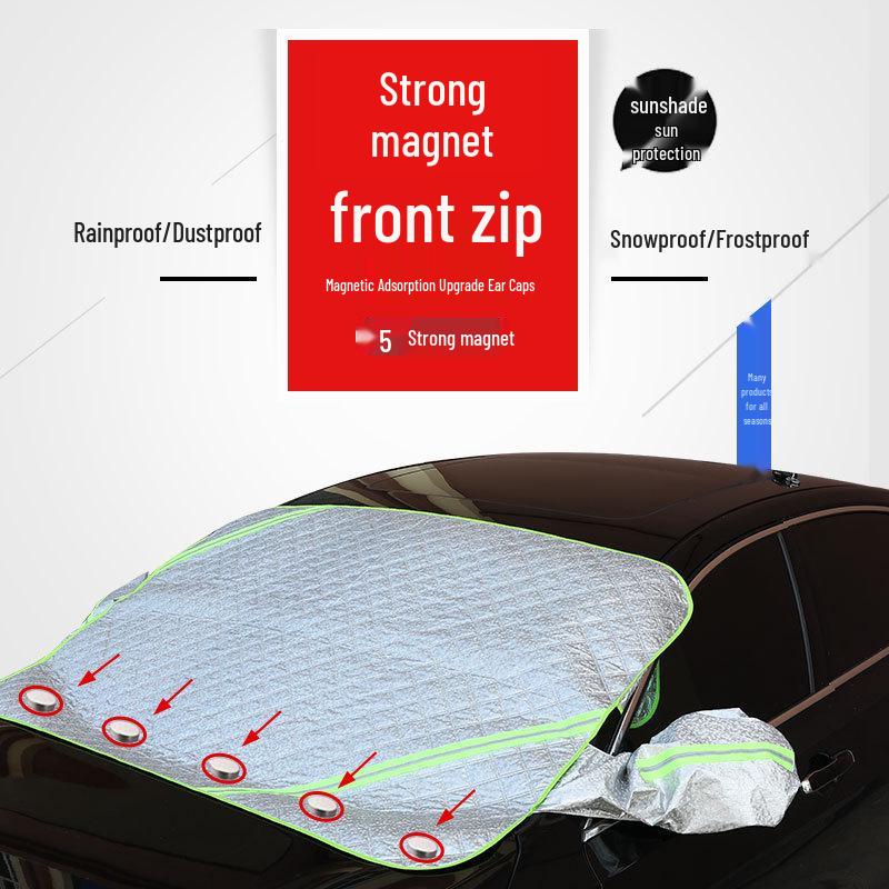 Magnetic Sunshade Half Car Cover - Front Windshield, Four-Season Use, Rainproof Visor