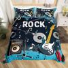 Guitar Duvet Cover Full Queen Tropical Blooming Floral Bedding Set For Kids Music Lover Musical Quilt Cover With 2 Pillowcases
