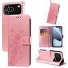 For iPhone 17 Pro Leather Case Butterfly Floral Imprint Wallet Stand Cover
