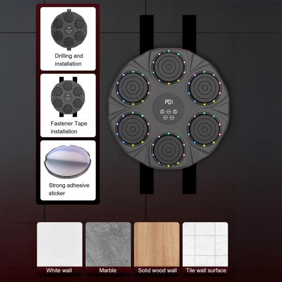 Yousheng Wall-Mounted Music Boxing Machine 9 Speed 9 Modes Adjustable Electronic Boxing Trainer Target LED Display Punching Pad Home Workout Equipment