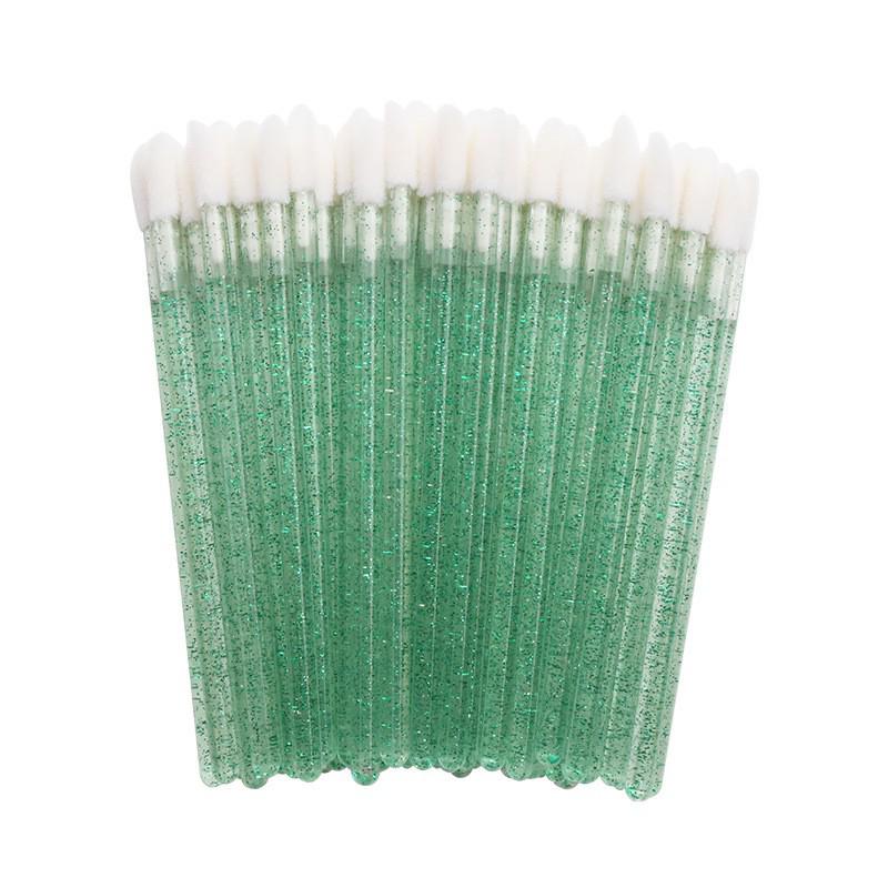 50-Pack Disposable Lip Brushes - Portable Solid Lipstick, Lip Gloss, and Makeup Cleaning Swabs