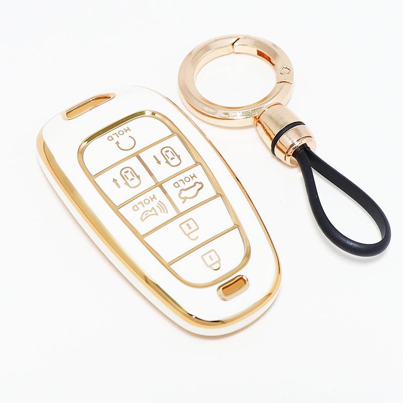 Mode TPU 7 Knoppen Afstandsbediening Sleutelhanger Hoes Accessoires Voor Hyundai Tucson Nx4 Staria Ioniq Sonata Nexo Dn8 Santa Fe Tm