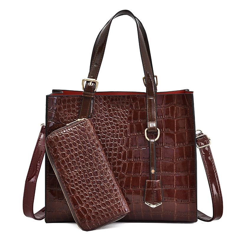 New Women's Bag Casual Crocodile Pattern Handbag Trendy Large Capacity Autumn and Winter New Shoulder Bag, Messenger Bag