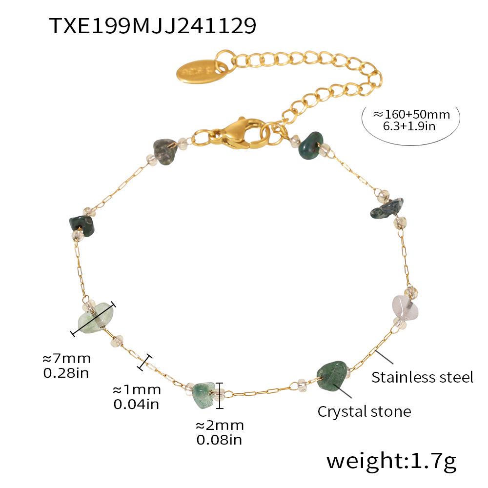 Qiong Yao Grass Green Crystal Necklace & Bracelet Set - Handmade Stainless Steel Jewelry for Women