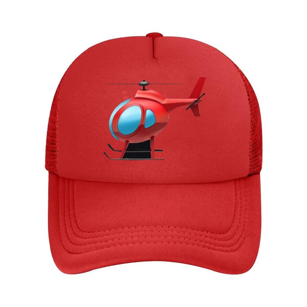 Red Toy Helicopter Graphic Mesh Baseball Cap Casual Hat Outdoor For Womens Unisex FeUnisex