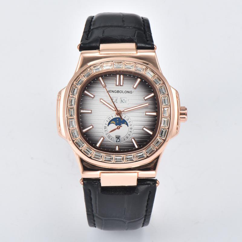 

2022 Fashion Diamond Luminous Waterproof Nautilus Quartz Watch срібний