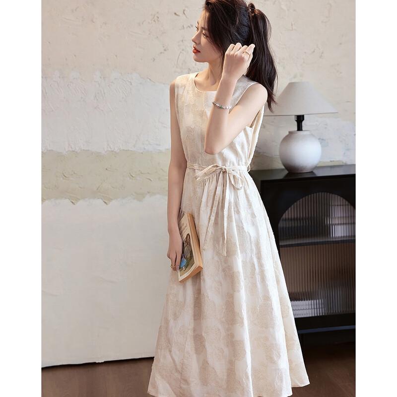 De Mana Summer Artistic Jacquard Sleeveless A-Line Dress