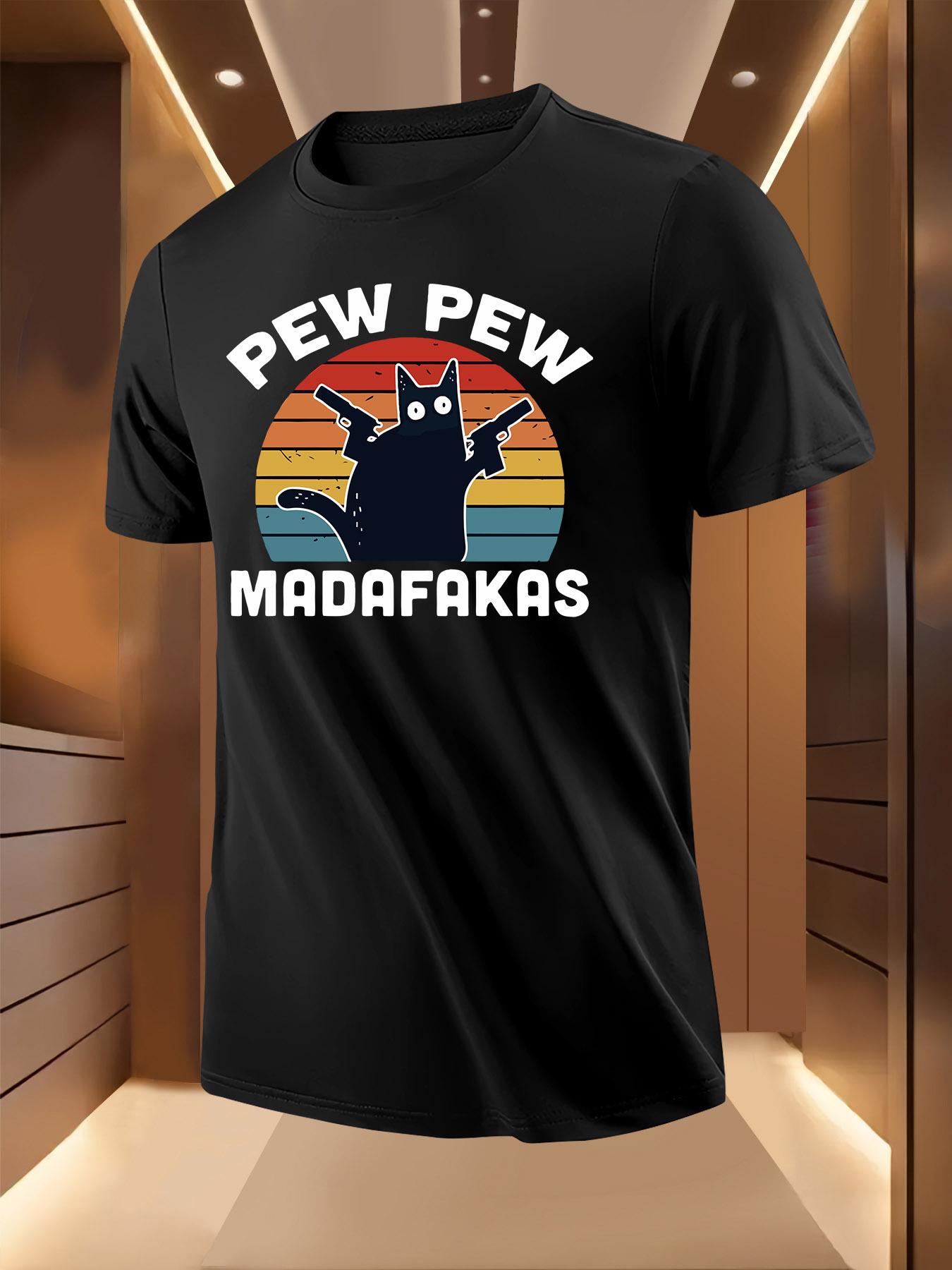 Black Tshirt with Bold PEW PEW MADAFAKAS Graphic - Casual... XXXL