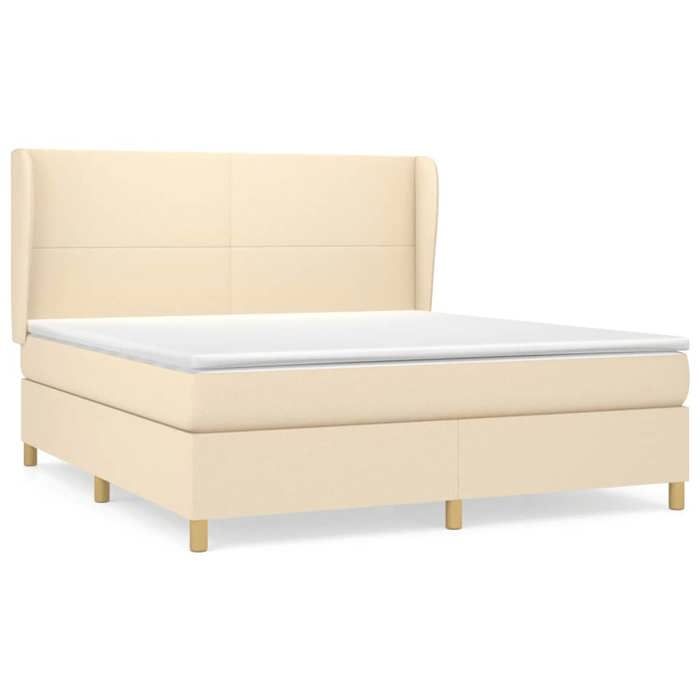 3128378 vidaXL Divan Bed with Mattress Cream 160x200 Cm Fabric