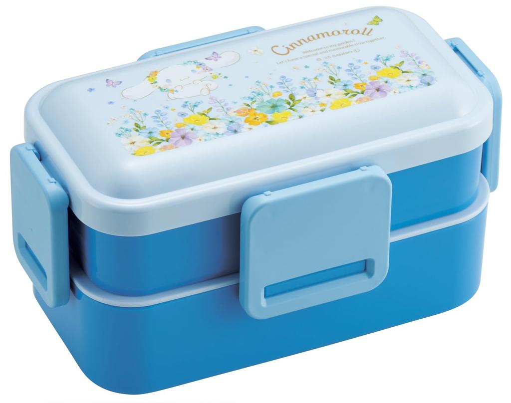 Skater Bento Fluffy Made in Sanrio Pastel Vivid Watercolor Floral Box, Serving, Two-Tier, 600ml, Japan, Cinnamoroll, Print, Girl's PFLW4-A