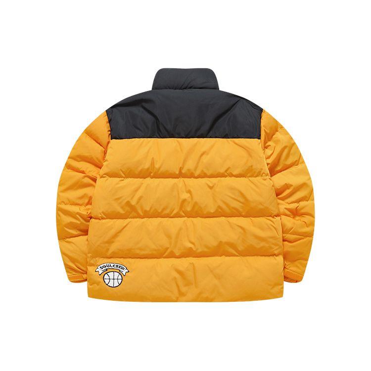 Fila Fusion Casual Color Block Sports Stand Collar Puffer Jacket Men Outerwear Charming-Orange T11M145906F-OR