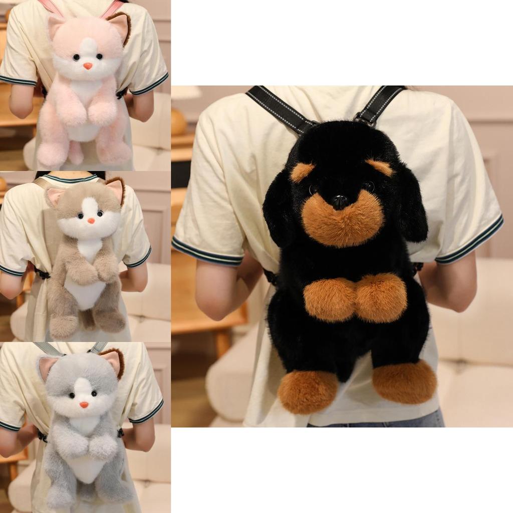 Cute Cat Plush Backpack Toy For Kid Girl Gift Soft Animal Doll Carryall