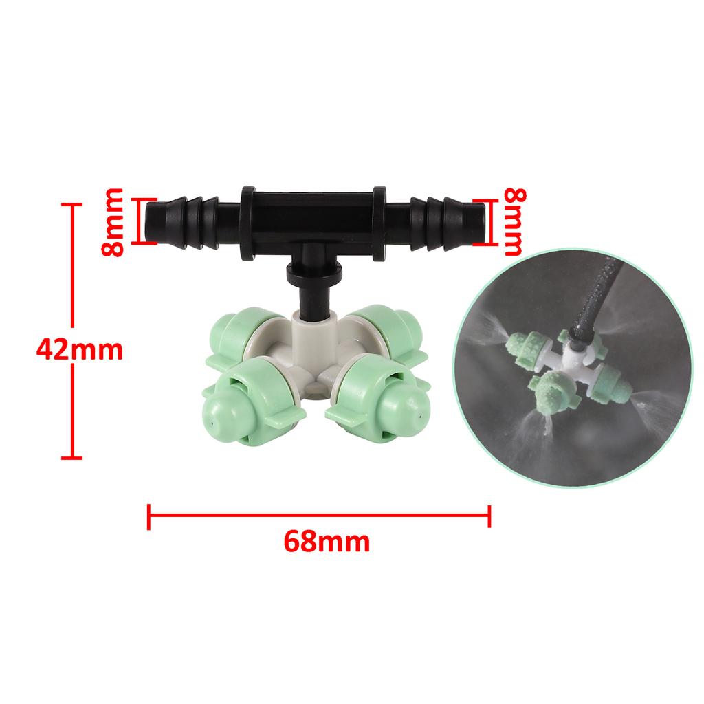 5pcs Hanging Anti-drip Spray Four-way Atomizing Nozzle Garden Hanging Anti-drip Nozzle 1/4" Barb Screw Connector