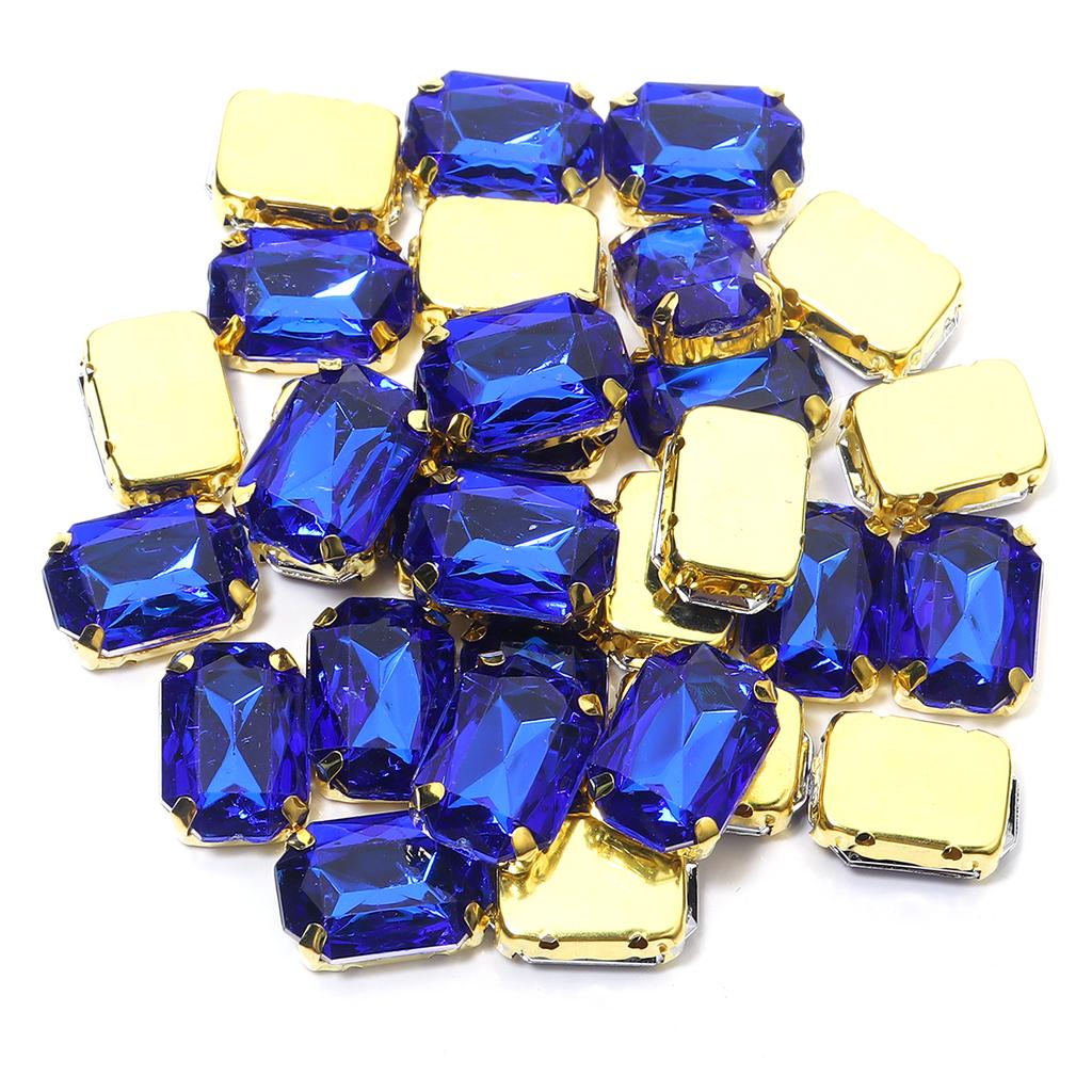 30pcs/lot Square Acrylic Rhinestone Beads Stainless Steel Gold Bottom Sew On Rhinestones For DIY Clothing Headwear Jewelry Decor