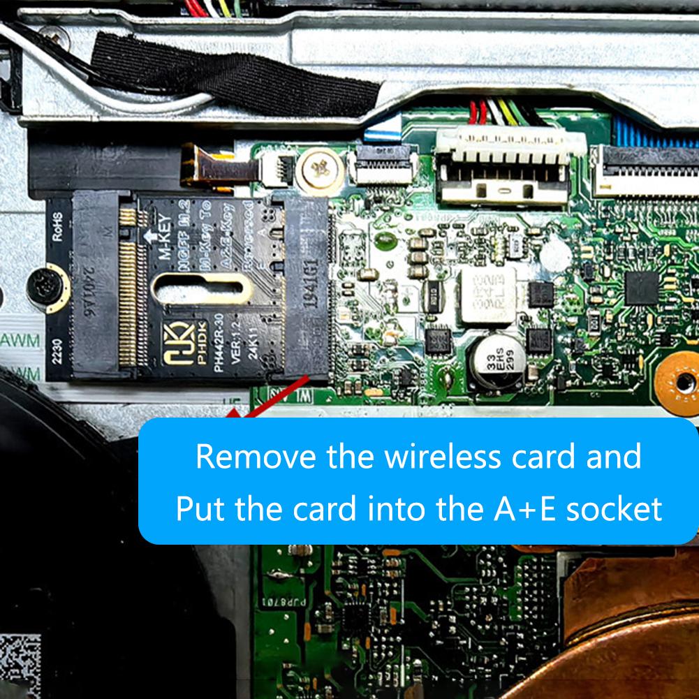 M.2 A+E To NVME SSD Adapter M Key PCI-E 4.0 Adapter with Bracket M2 WIFI Interface for 2230 2242 2260 2280 NVME SSD
