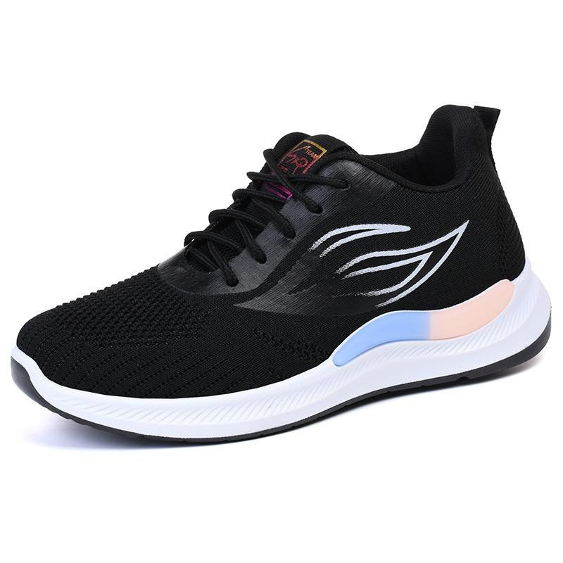 Women‘s Shoes Woven Breathable Mesh Sports Casual Student Block Heel.