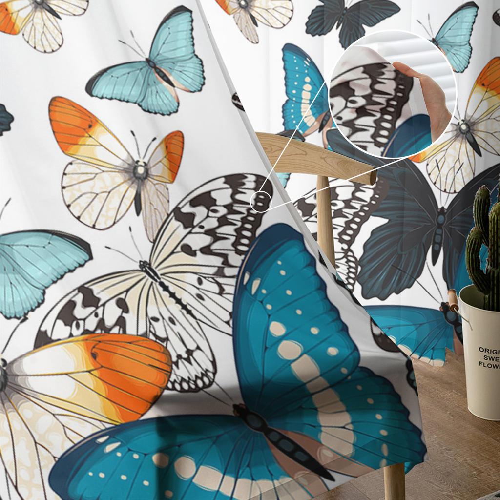 Pastoral Butterfly Gradient Sheer Curtains for Living Room Decoration Window Curtains for Kitchen Tulle Voile Organza Curtains