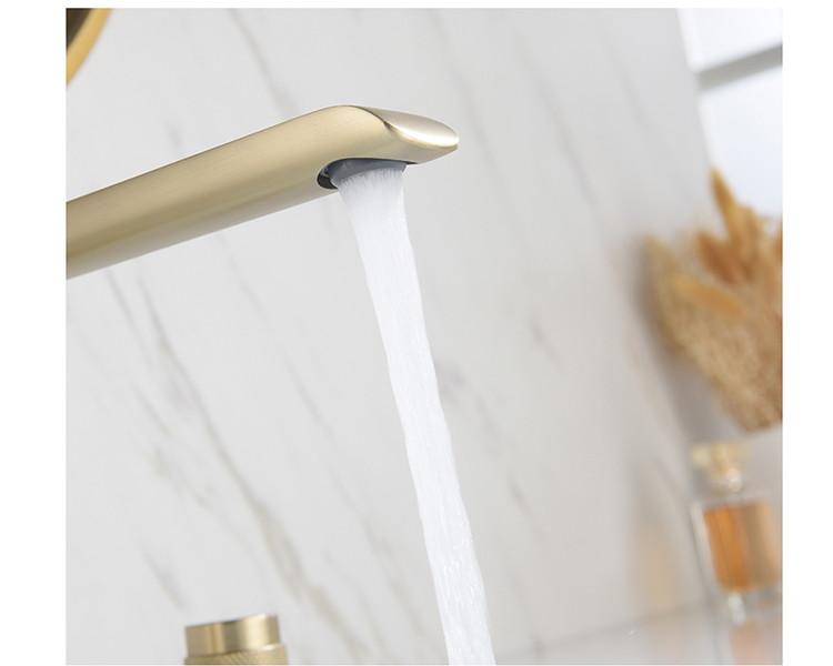 Basin Faucet Bathroom Widespread Three Holes 8 Inch Brass water Mixer Tap Brush Gold Black Basin Water Sink Mixer crane
