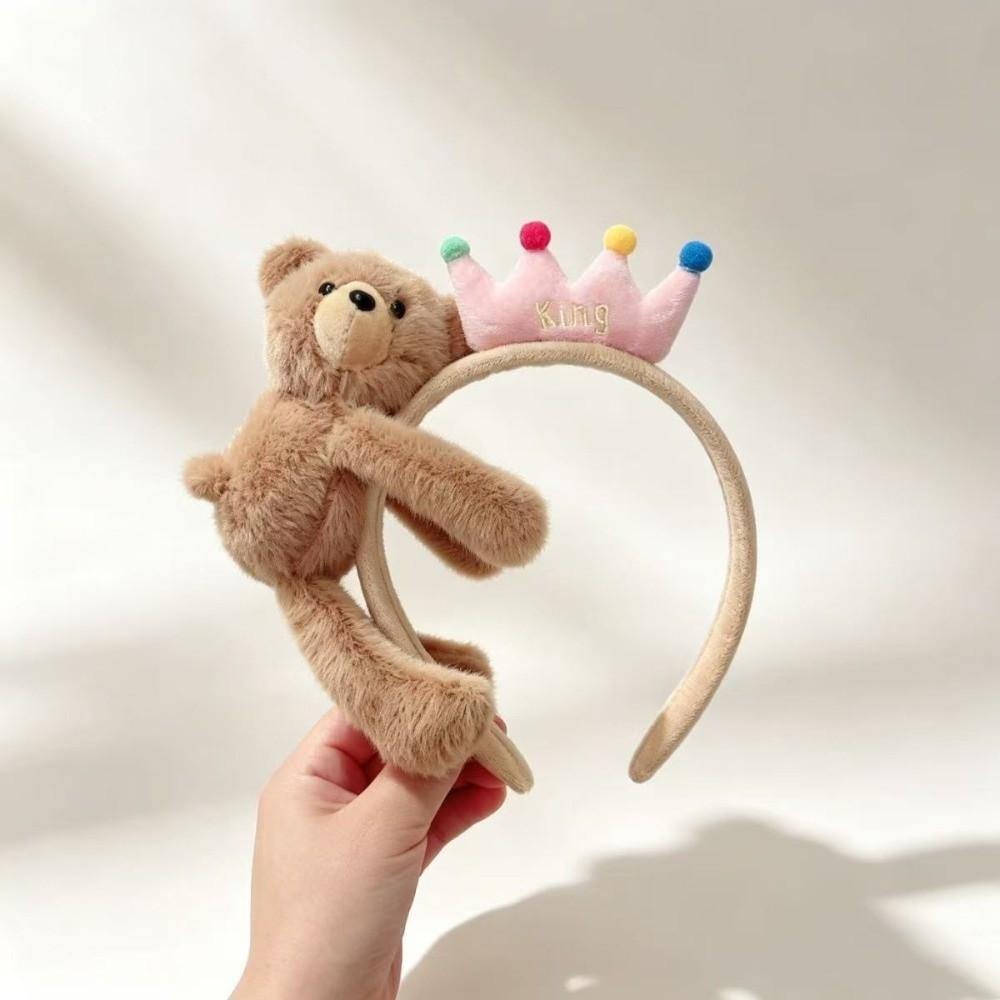 Soft Cute Hair Hoops Fluffy Cartoon Bear Headwear Lay Down Bear Hairbands Spa Bathing