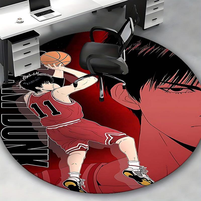 1pc Slam Dunk Anime Design Round Carpet - Perfect for Office Chair Mat, Home Decor