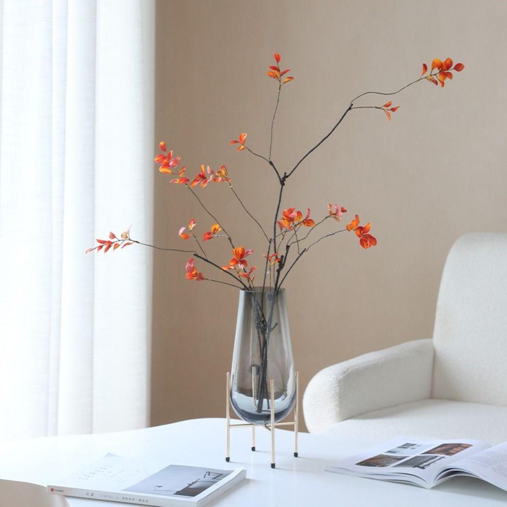 Plastic Material Autumn Leaf Plant Long Handmade Red Maple Leaves Maple Leaf Branch Vintage Style Creative Retro