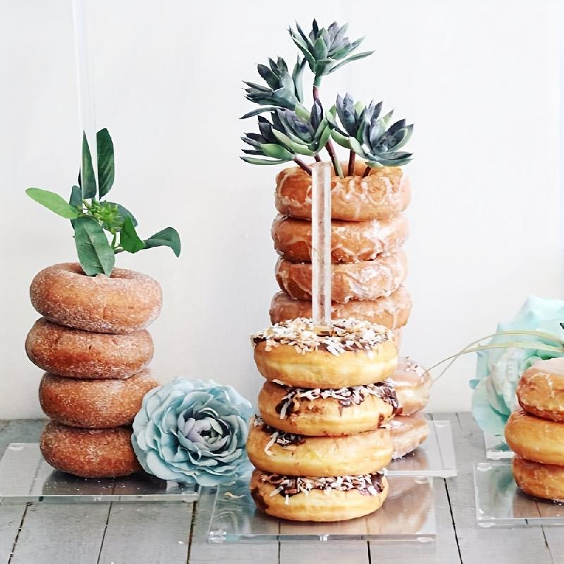 4Pcs Acrylic Donut Stand,Removable Clear Donut Display Stand Bagels Holder for Party Wedding Birthday Treat Display Corner Decor