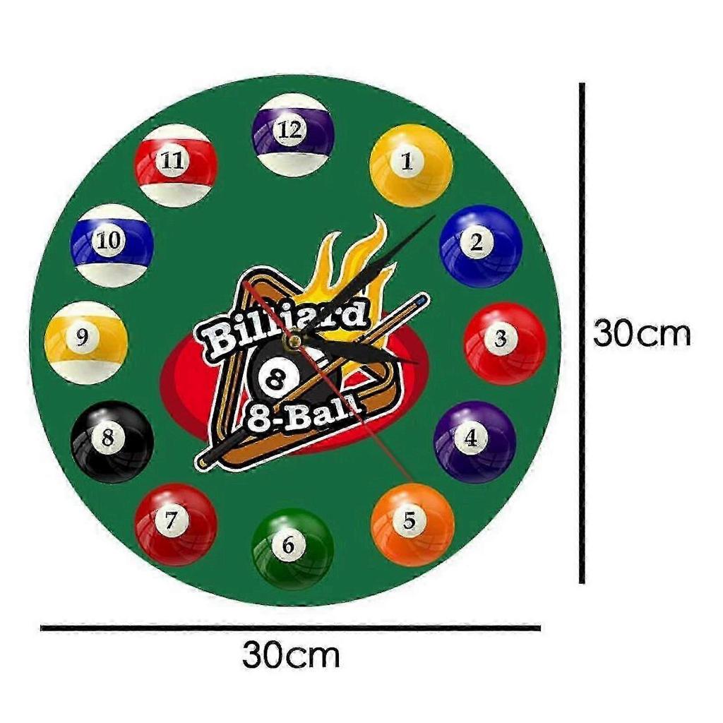 Billiard Ball Silent Wall Clock for Game Room and School Decor 12 Inch