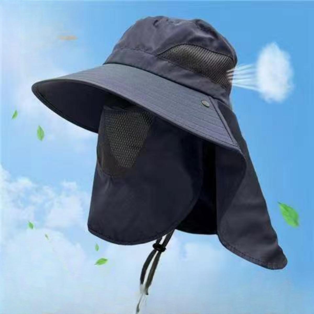 

Летние солнцезащитные шляпы с защитой от ультрафиолета, уличная кепка для охоты и рыбалки для мужчин и женщин, походная шапка с козырьком, шляпа-ведро с клапаном на шее, рыбацкая шляпа темно-синий