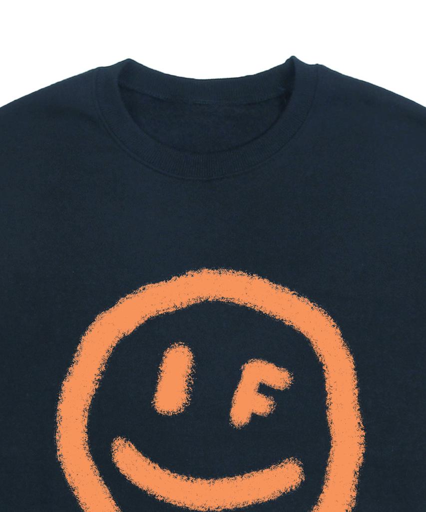 GRAVER [Unisex] Big Dot Smile Spray Sweatshirt_Navy