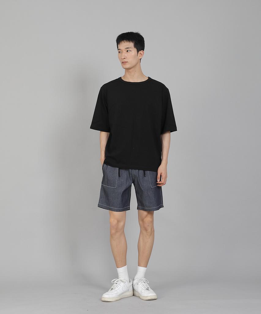 Seinteukeulu Plain R-Neck Half-Sleeve T-Shirt Rhr-896 Black